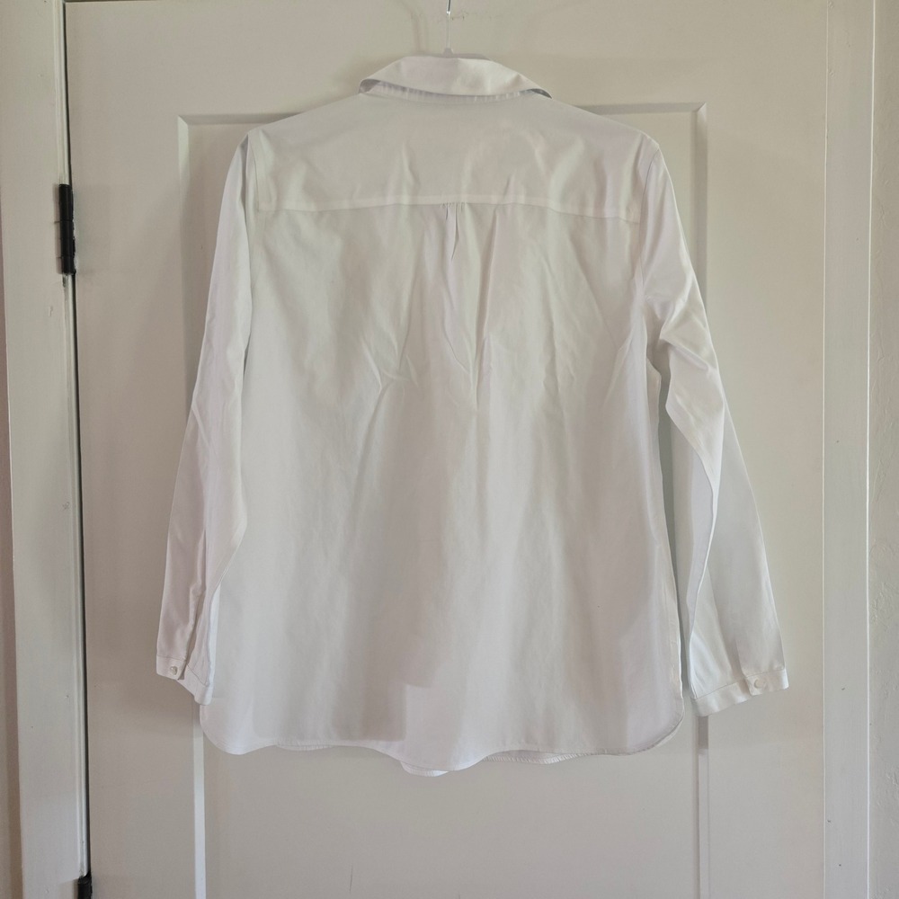 Coldwater Creek Shirt Womens  PL Petite Large White Cotton Pleated Long Sleeve - Picture 9 of 10